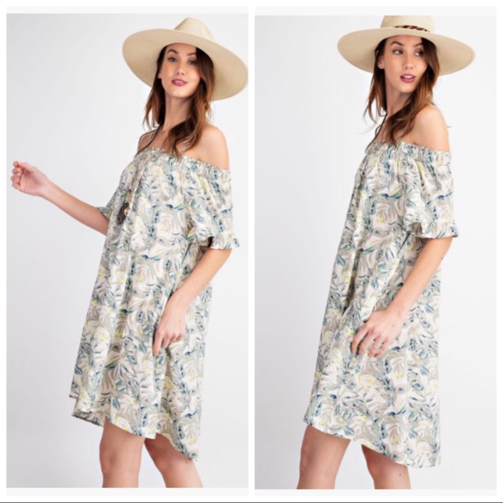 ✴️ FINAL SALE OFF THE SHOULDER RUFFLE SLEEVE DRESS - Picture 2 of 2
